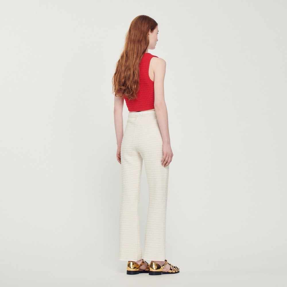 🌻NEW w/tags Sandro Fancy Braid Trim Side Zip Tweed Pants Women’s Size 42 US 10 - Picture 4 of 15